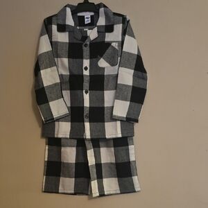 New Old Navy Boys Size 4T Black White‎ Buffalo Plaid PJ Set